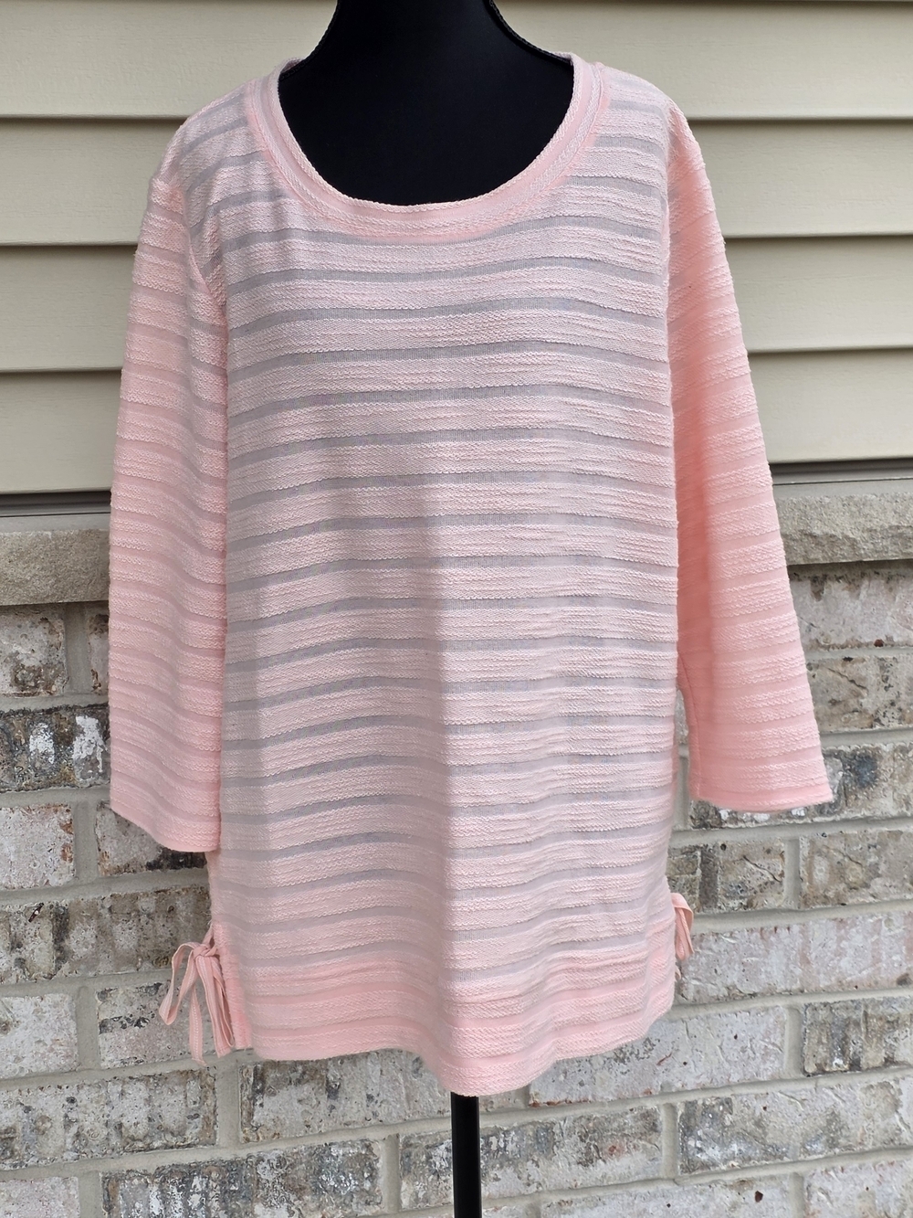 Liberty Lane Pink Textured Top XL Side Tie Hem